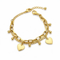 Layered Heart and Bead Charm Bracelet