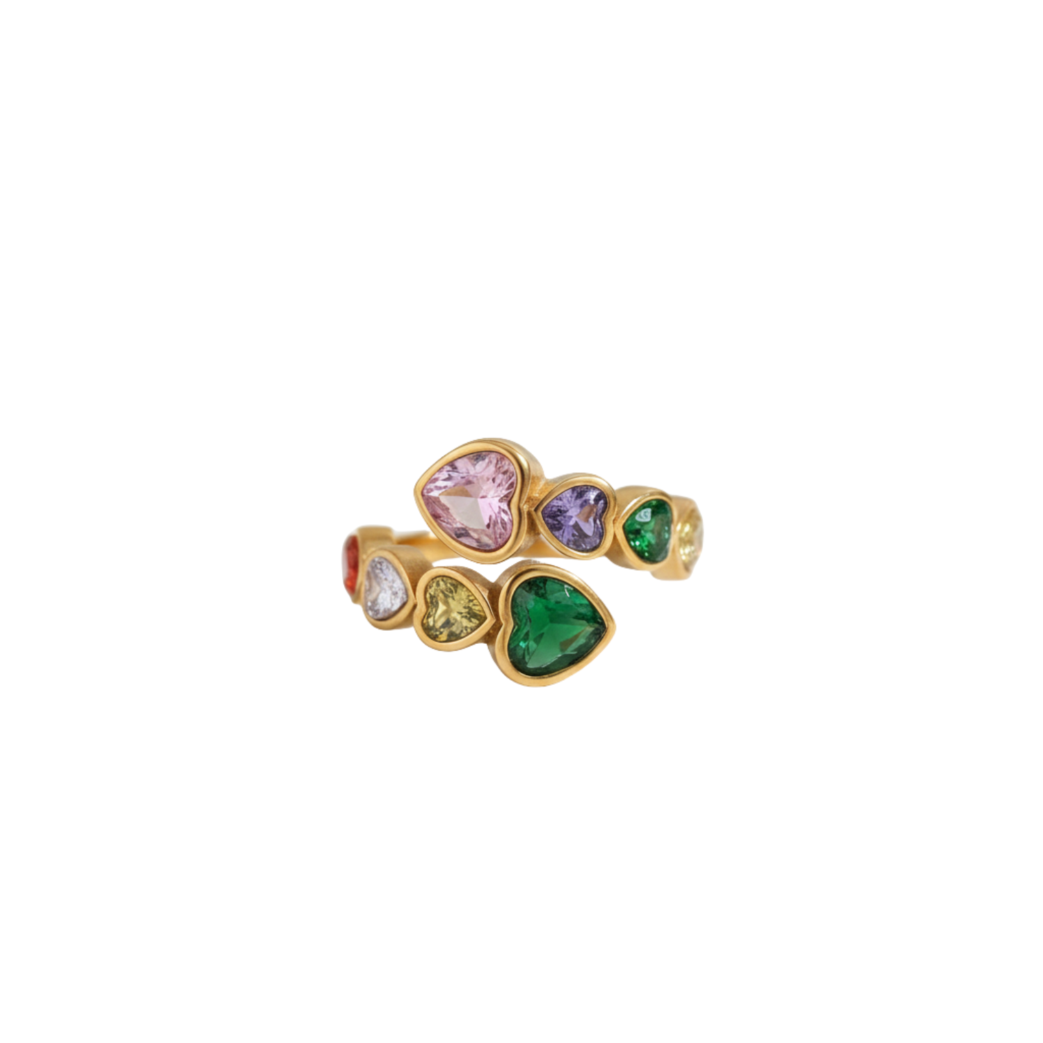 Multi-Colored Heart Gemstone Ring