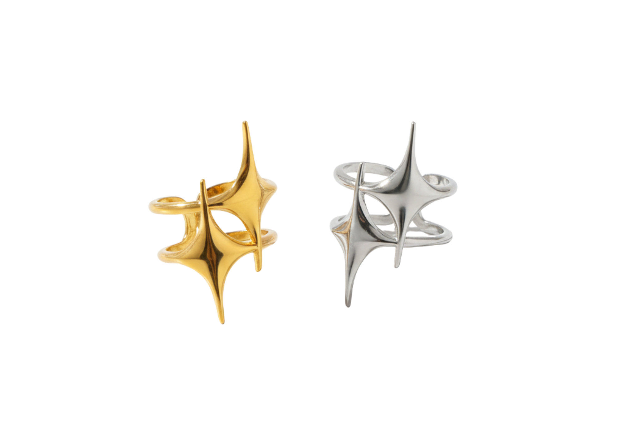 Double North Star Statement Ring