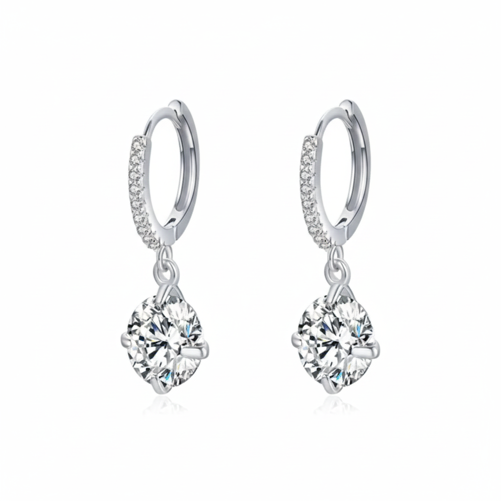 Timeless Solitaire Hoop Earrings