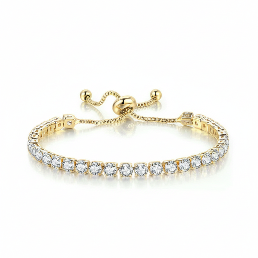 Pave Cubic Zirconia Tennis Slider Bracelet