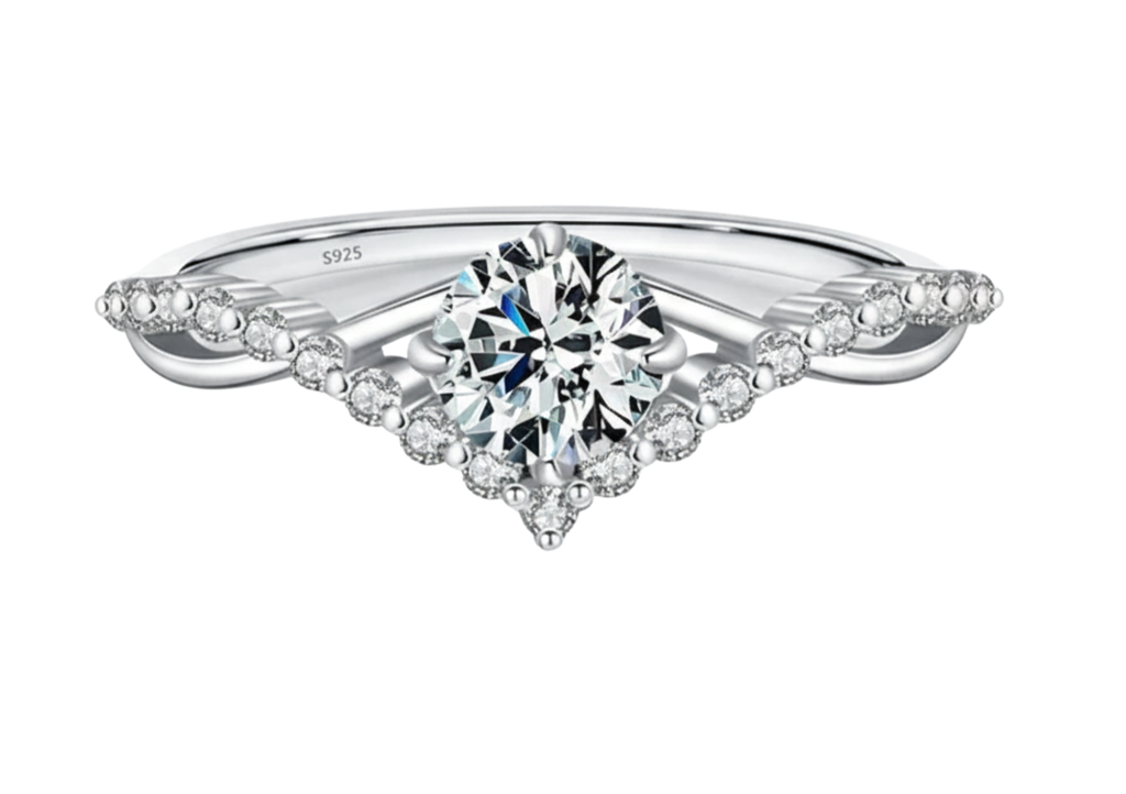 Crown Accent Solitaire Ring