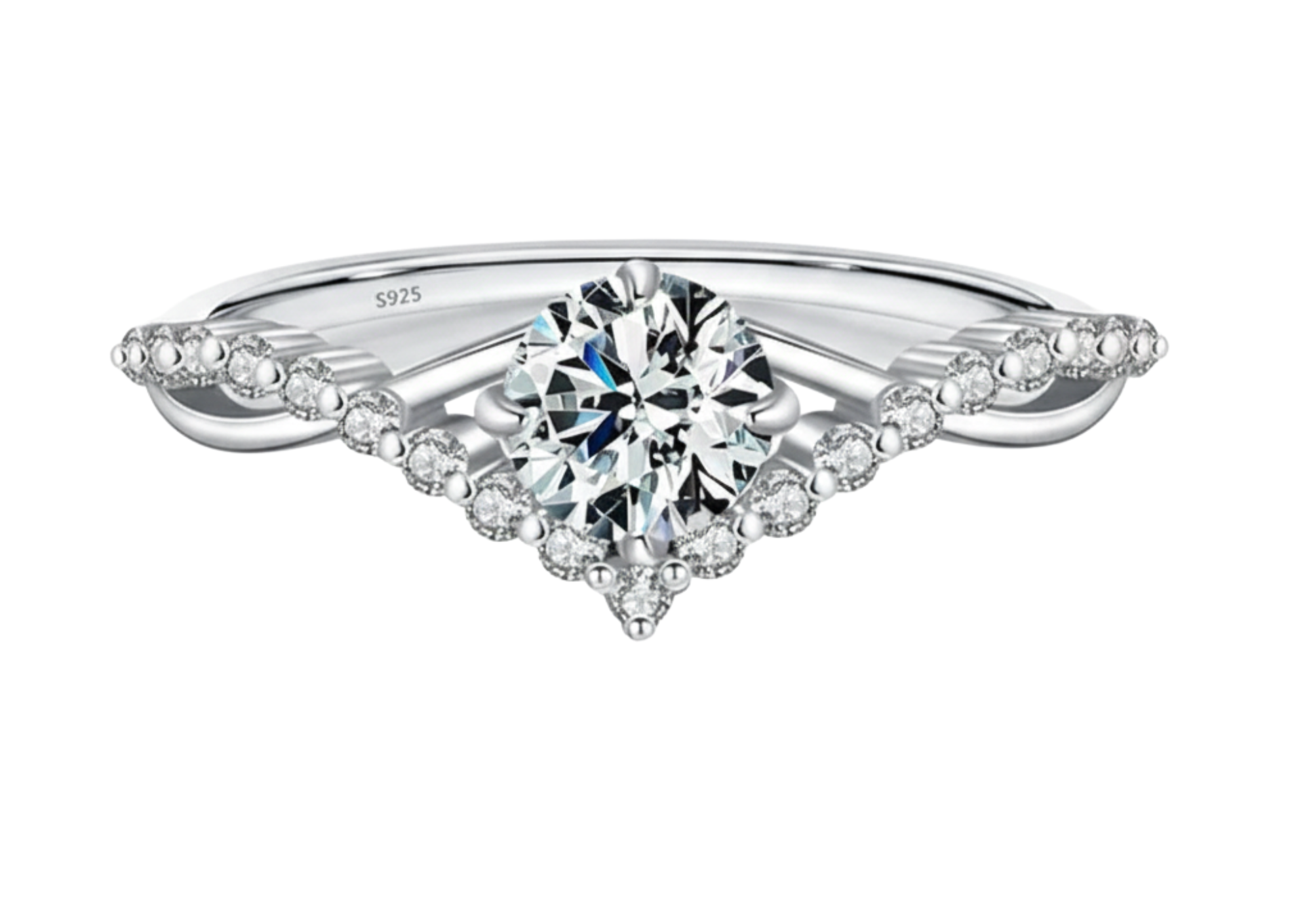 Crown Accent Solitaire Ring