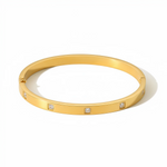 Four Stone Inlay Bangle Bracelet