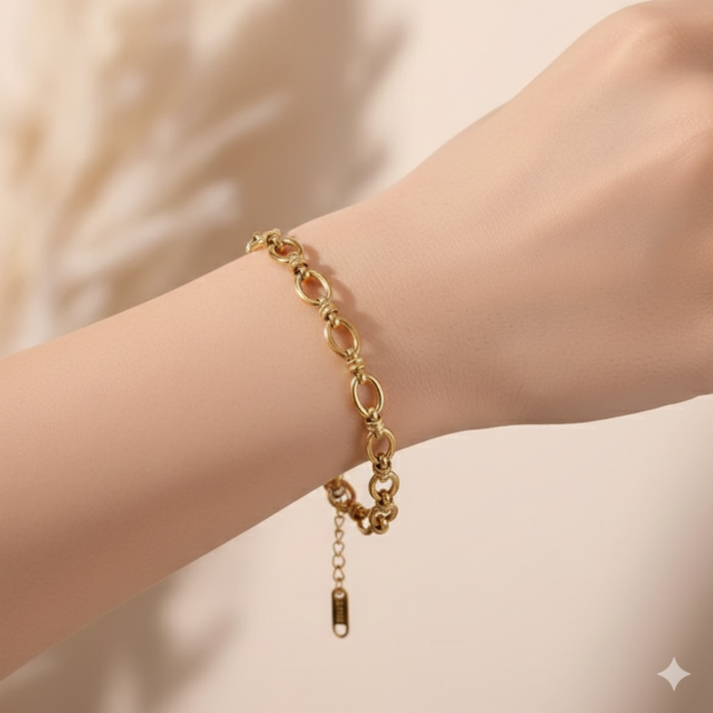 Handwoven Geometric Gold Bracelet