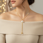 Single Pearl Adjustable Lariat Necklace