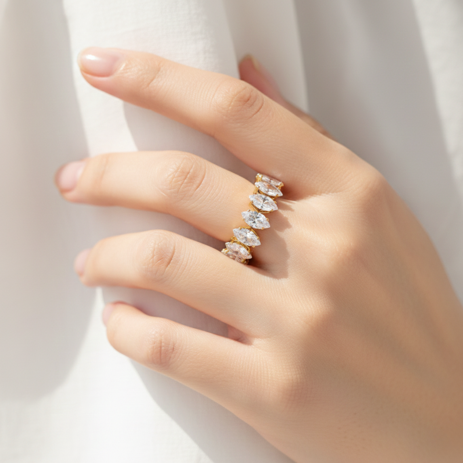 Marquise Cluster Open Cuff Ring