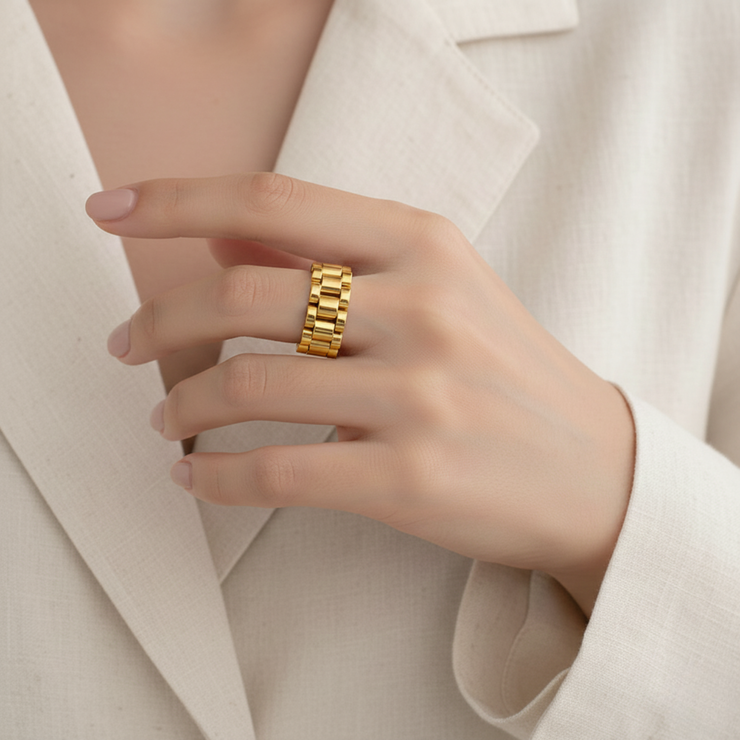 Watch Link Style Band Ring