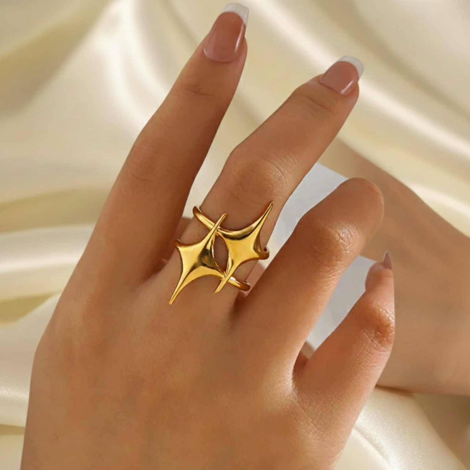 Double North Star Statement Ring