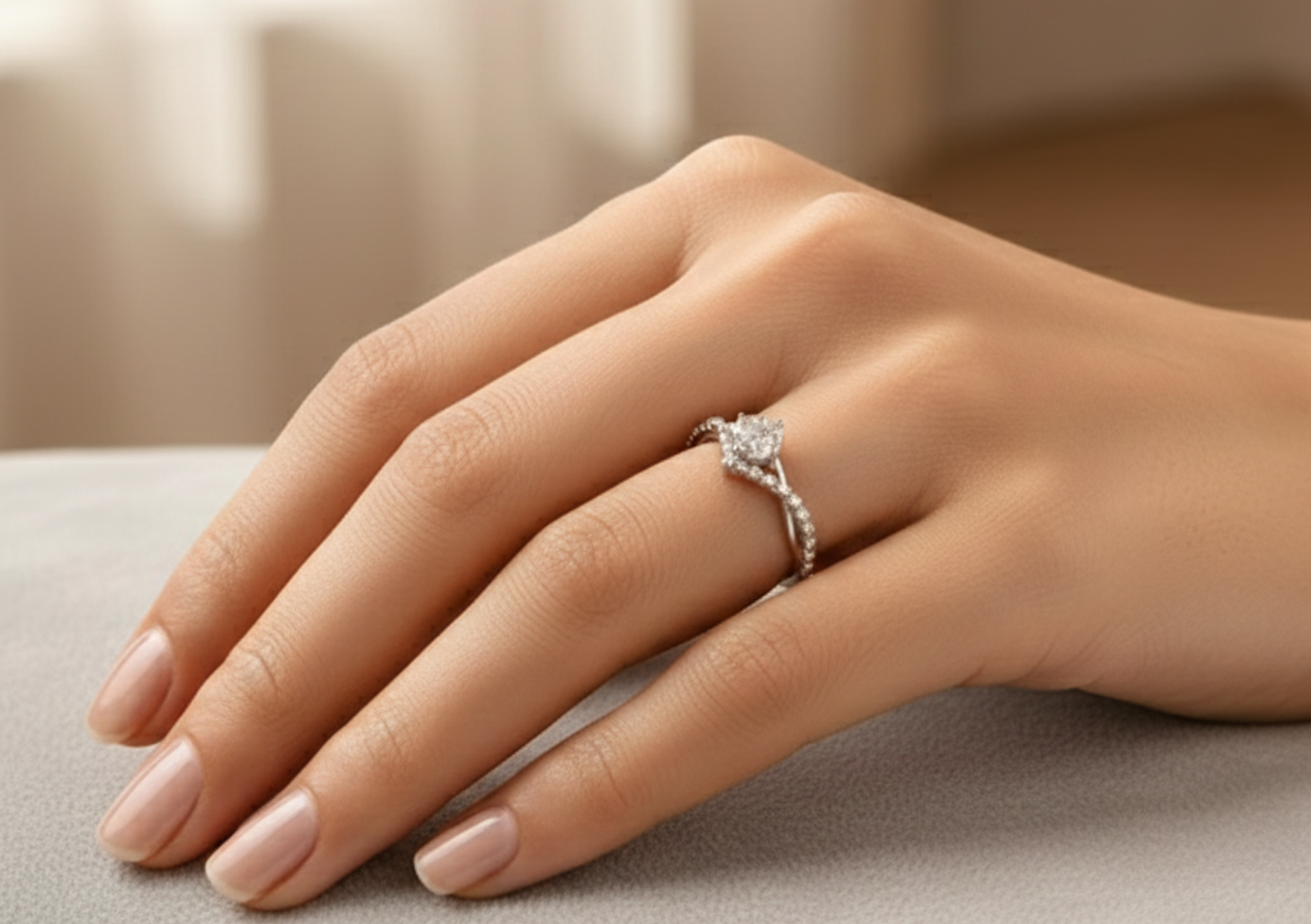 Crown Accent Solitaire Ring