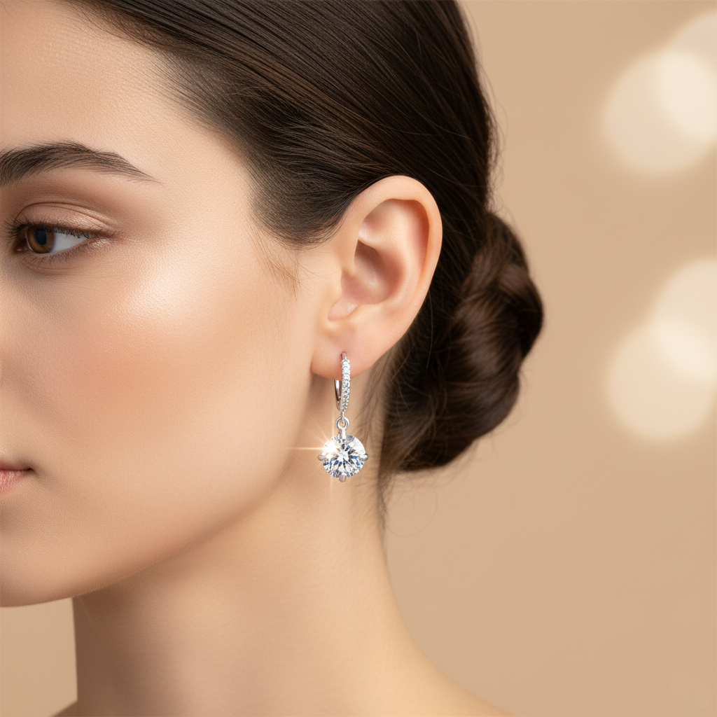 Timeless Solitaire Hoop Earrings