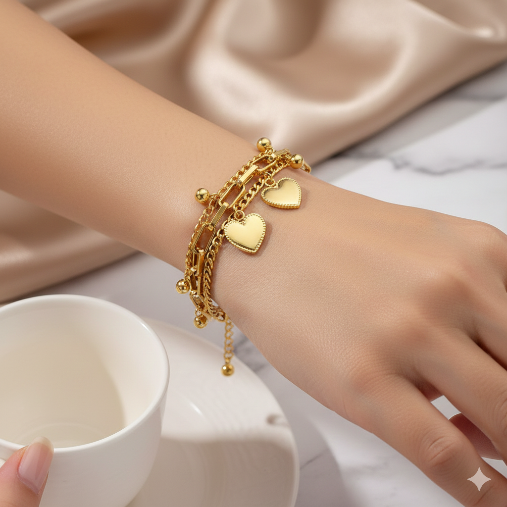 Luxe Multi-Element Gold Chain Bracelet