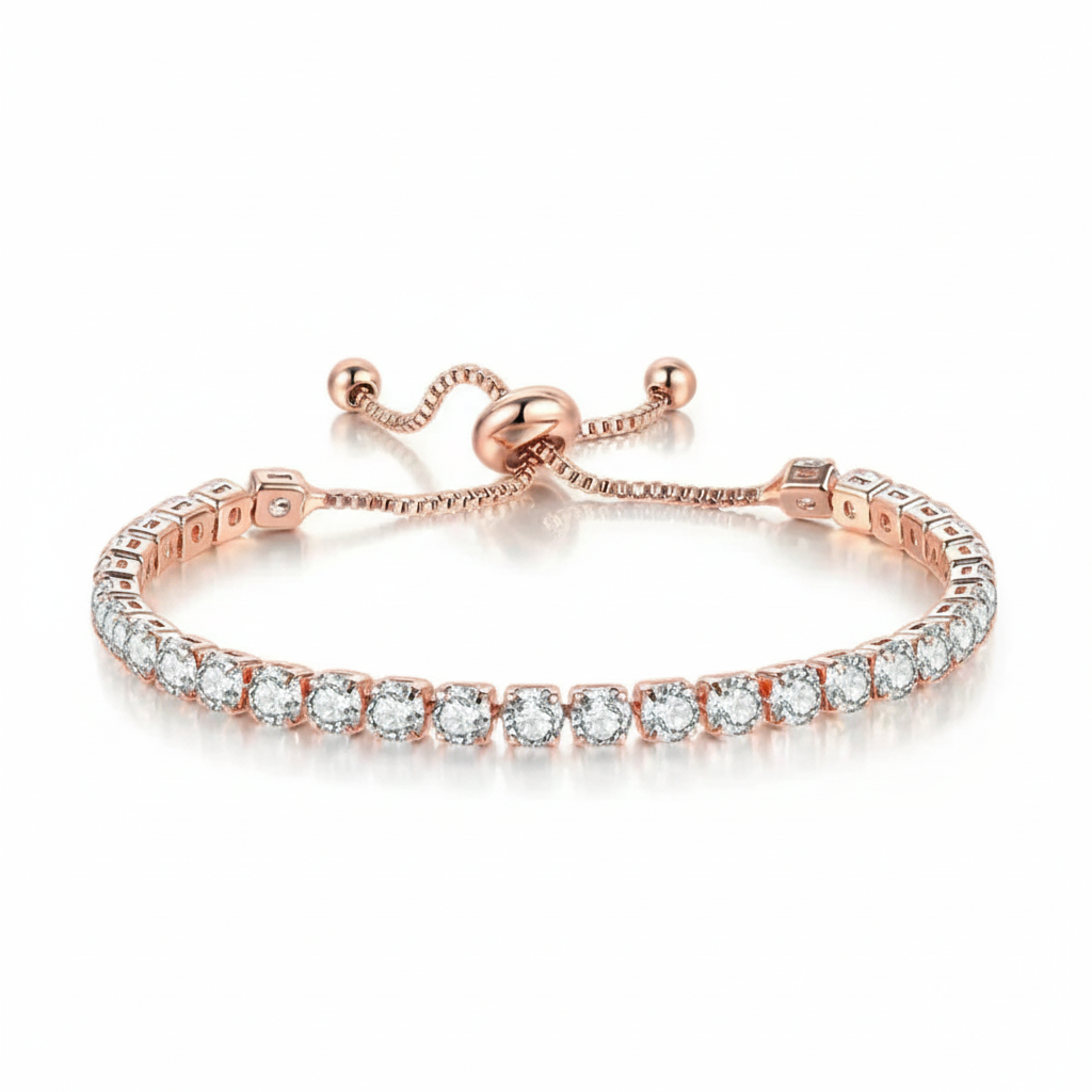 Pave Cubic Zirconia Tennis Slider Bracelet