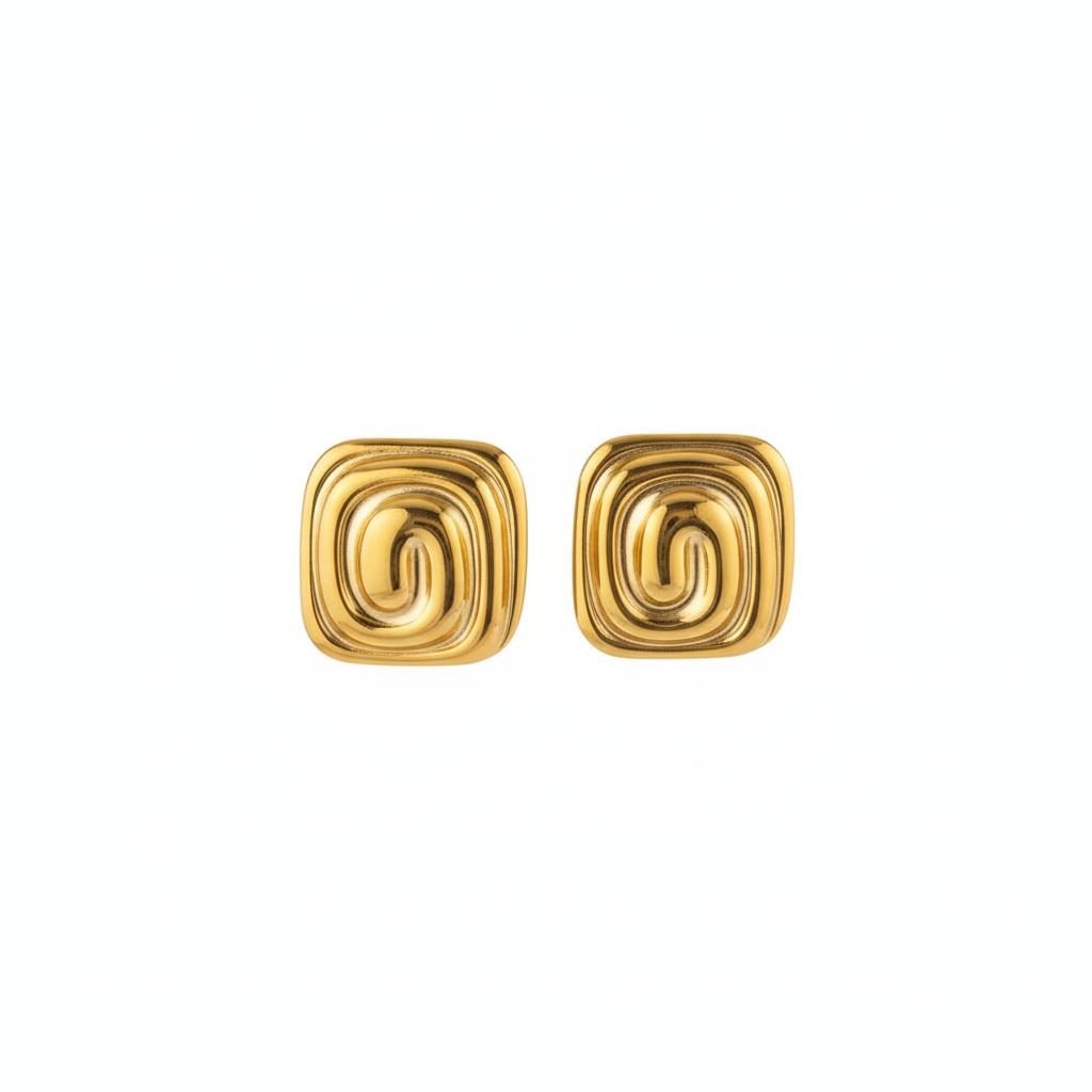 The 'Everyday Knot' Minimalist Square Gold Stud Earrings