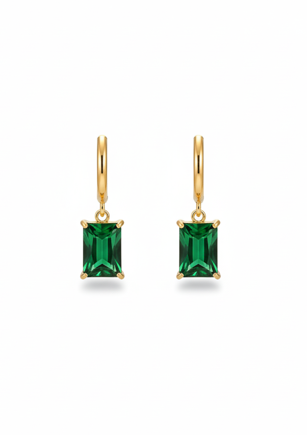 Emerald Green Rectangle Charm Earring