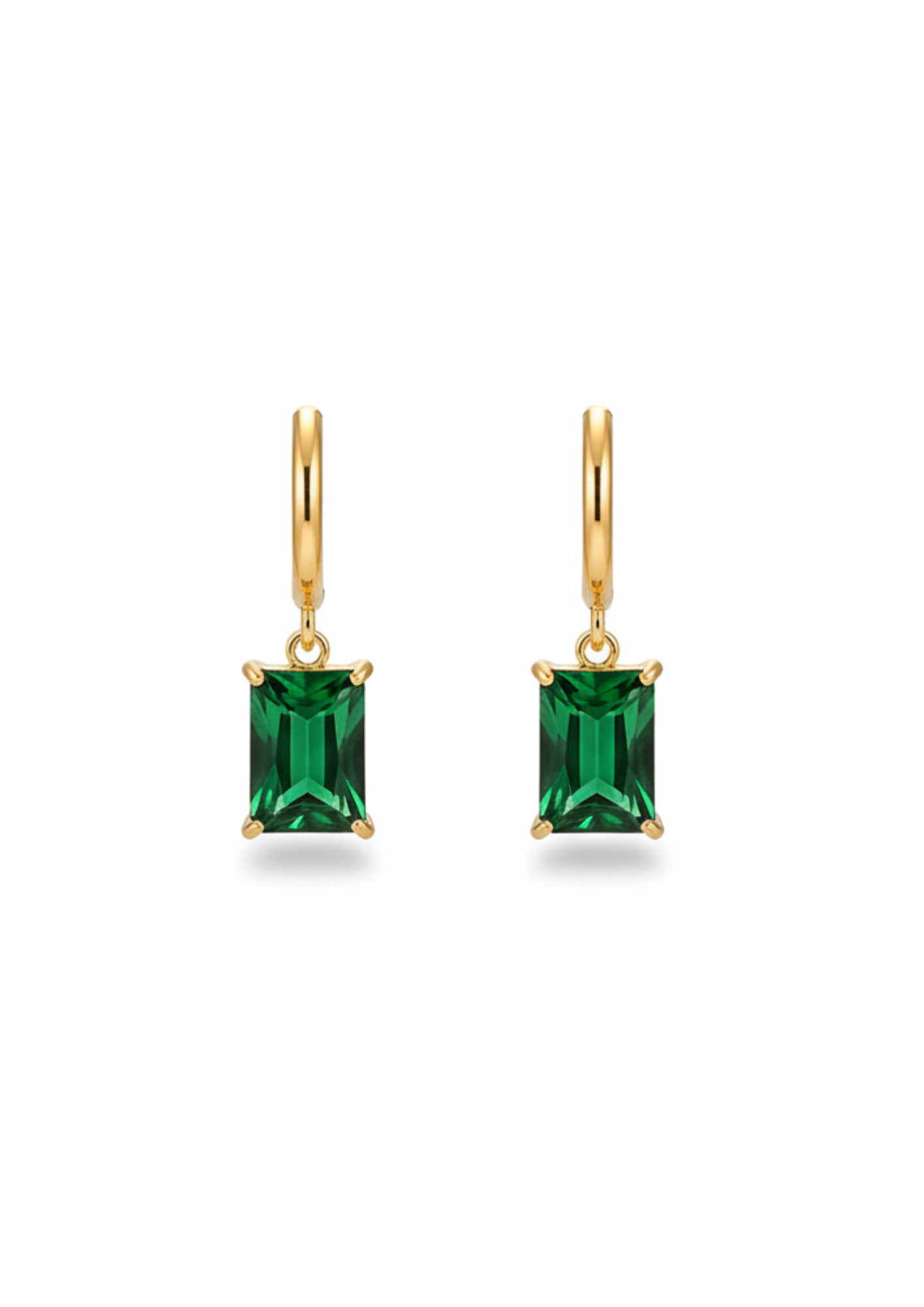 Emerald Green Rectangle Charm Earring