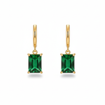 Emerald Green Rectangle Charm Earrings