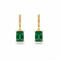 Emerald Green Rectangle Charm Earrings
