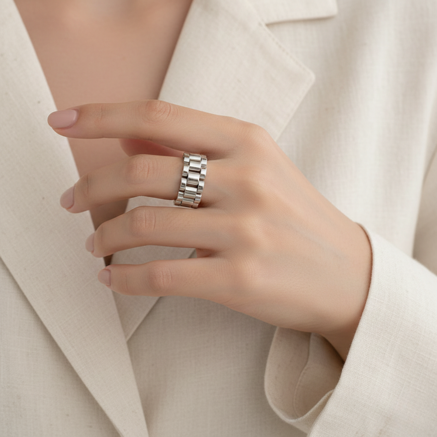 Watch Link Style Band Ring