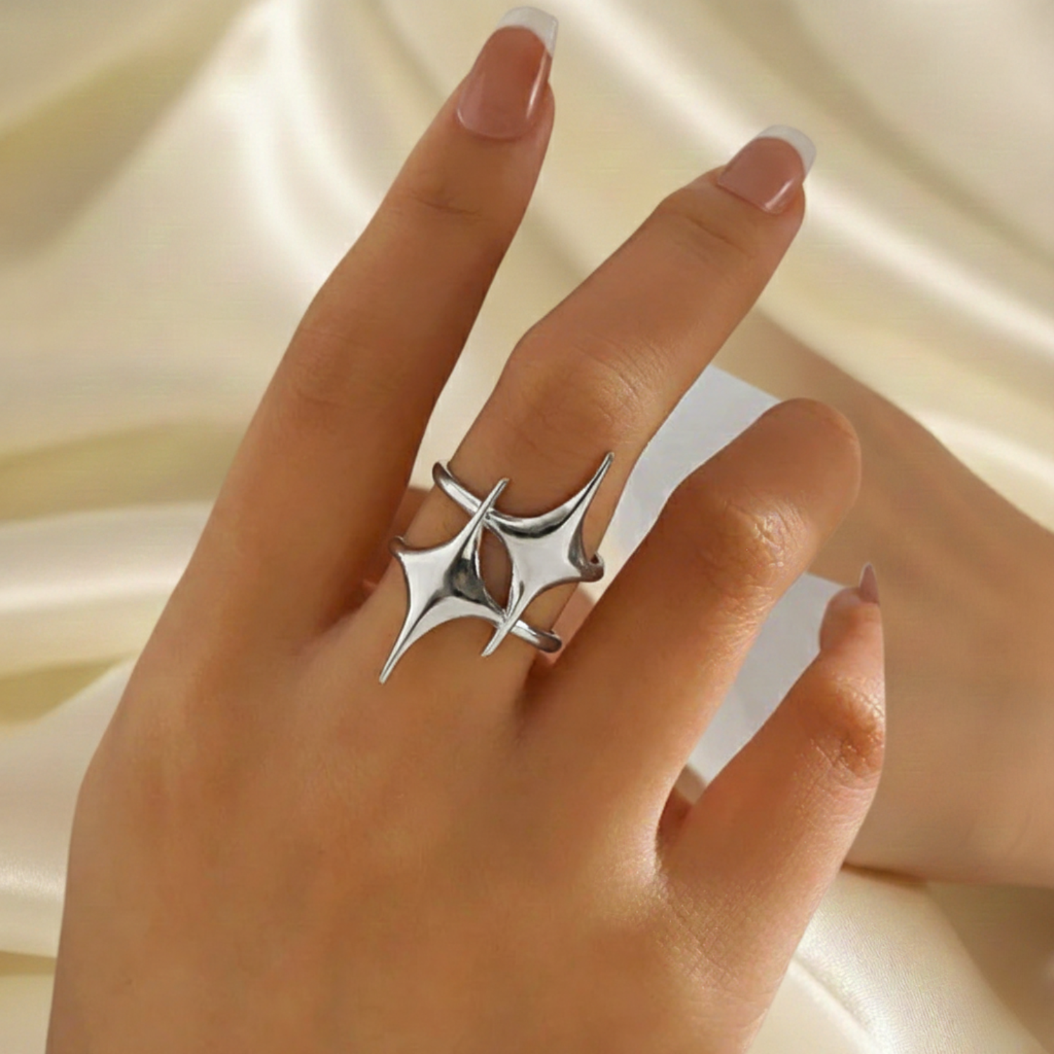 Double North Star Statement Ring