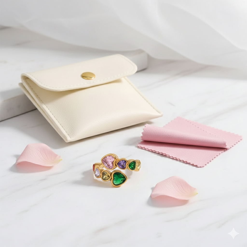 Multicolour Radiant Heart Gemstone Statement Ring