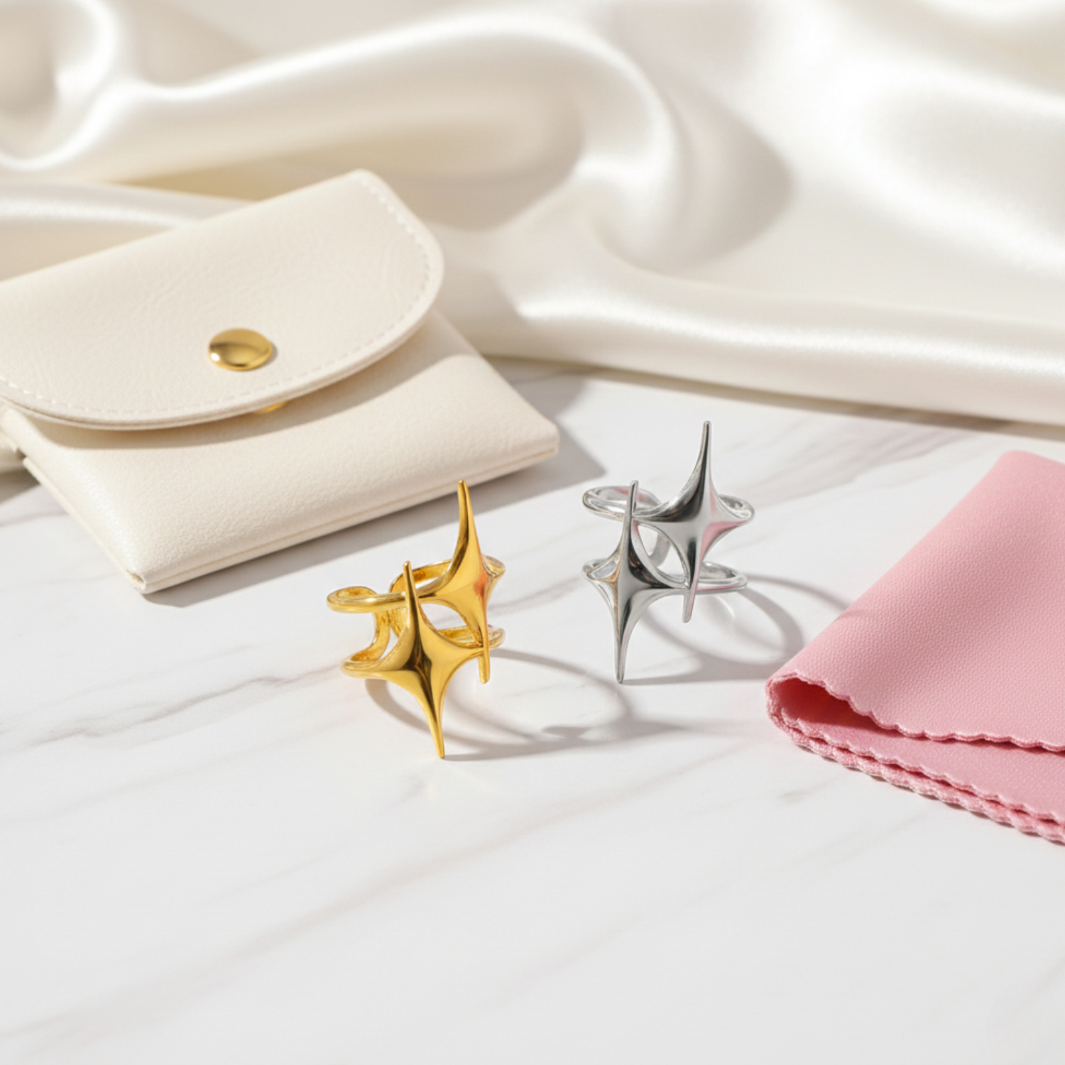 Double North Star Statement Ring