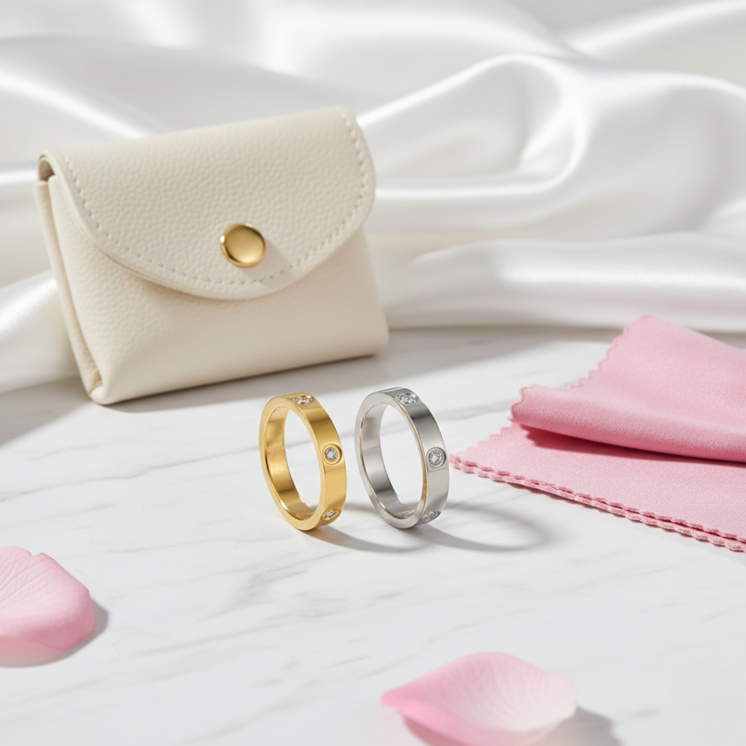 Pave Stone Accent Band Ring