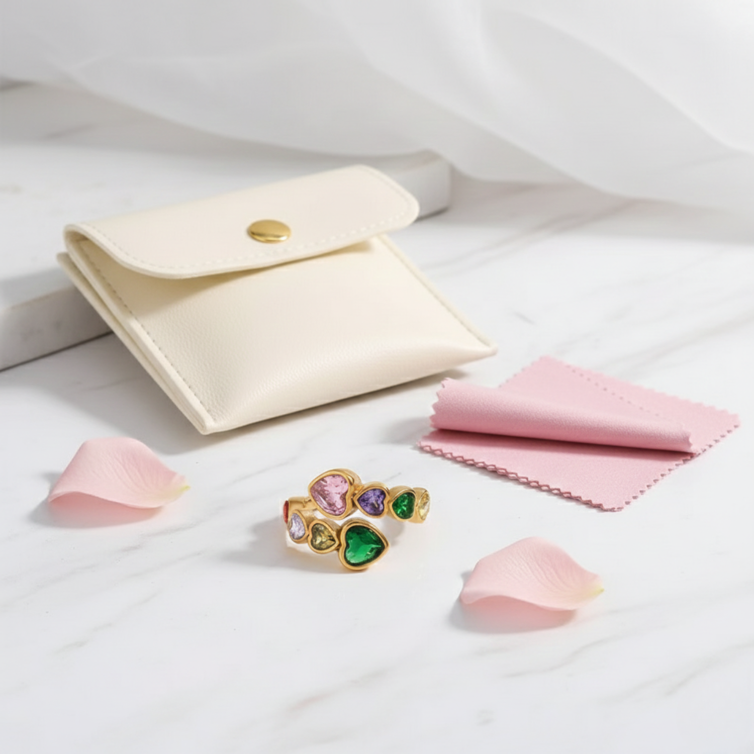 Multi-Colored Heart Gemstone Ring