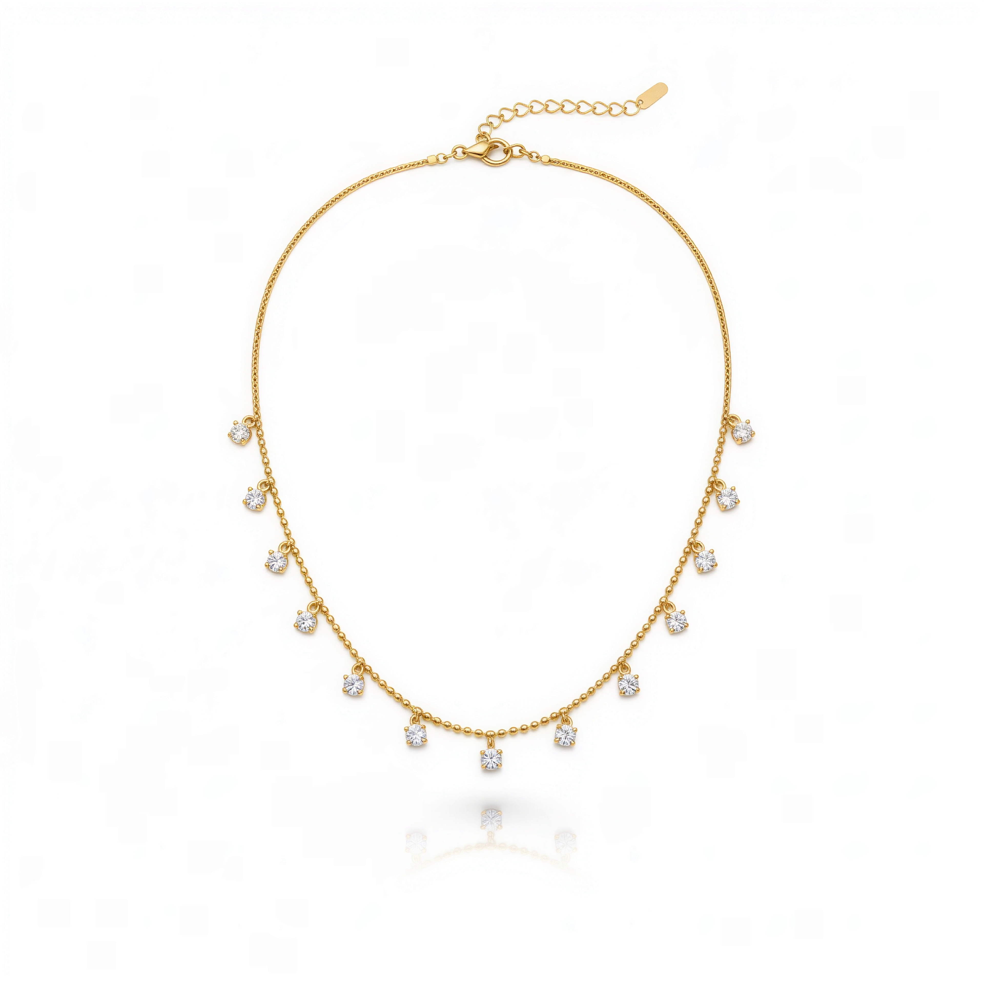 Dainty Pearl Drop Station Necklace