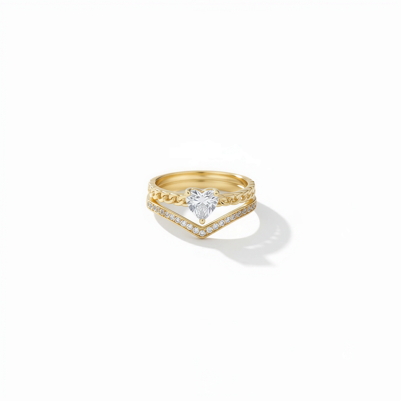 Amore Heart Chevron Ring