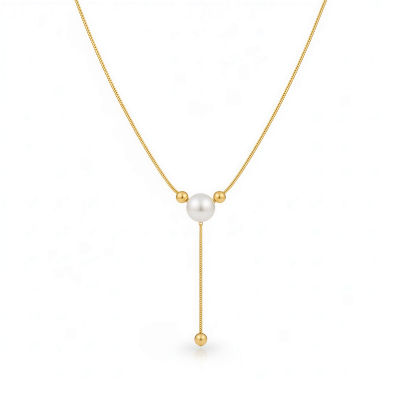 Single Pearl Adjustable Lariat Necklace