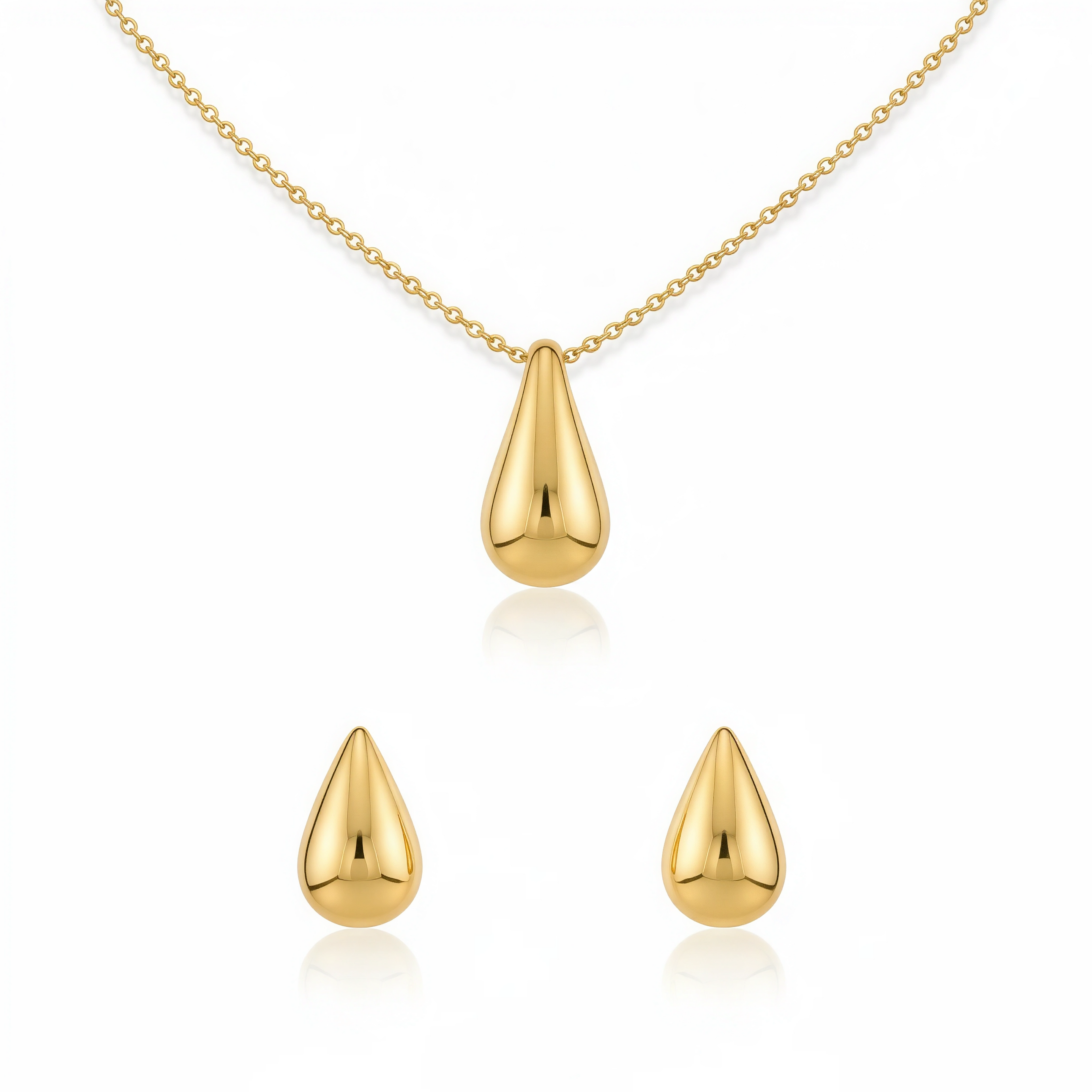 The 'Liquid Gold'Teardrop Charm Necklace and Earring Set