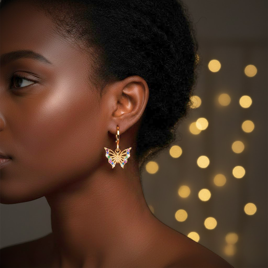 Celeste Cross Butterfly Drop Earrings