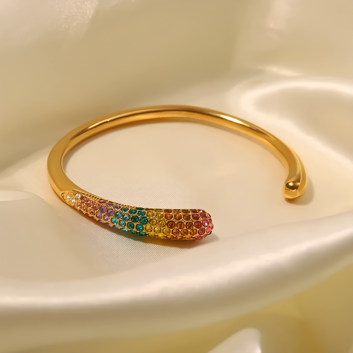Mara pavé crystal cuff, gold plated
