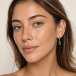 Emerald Green Rectangle Charm Earrings